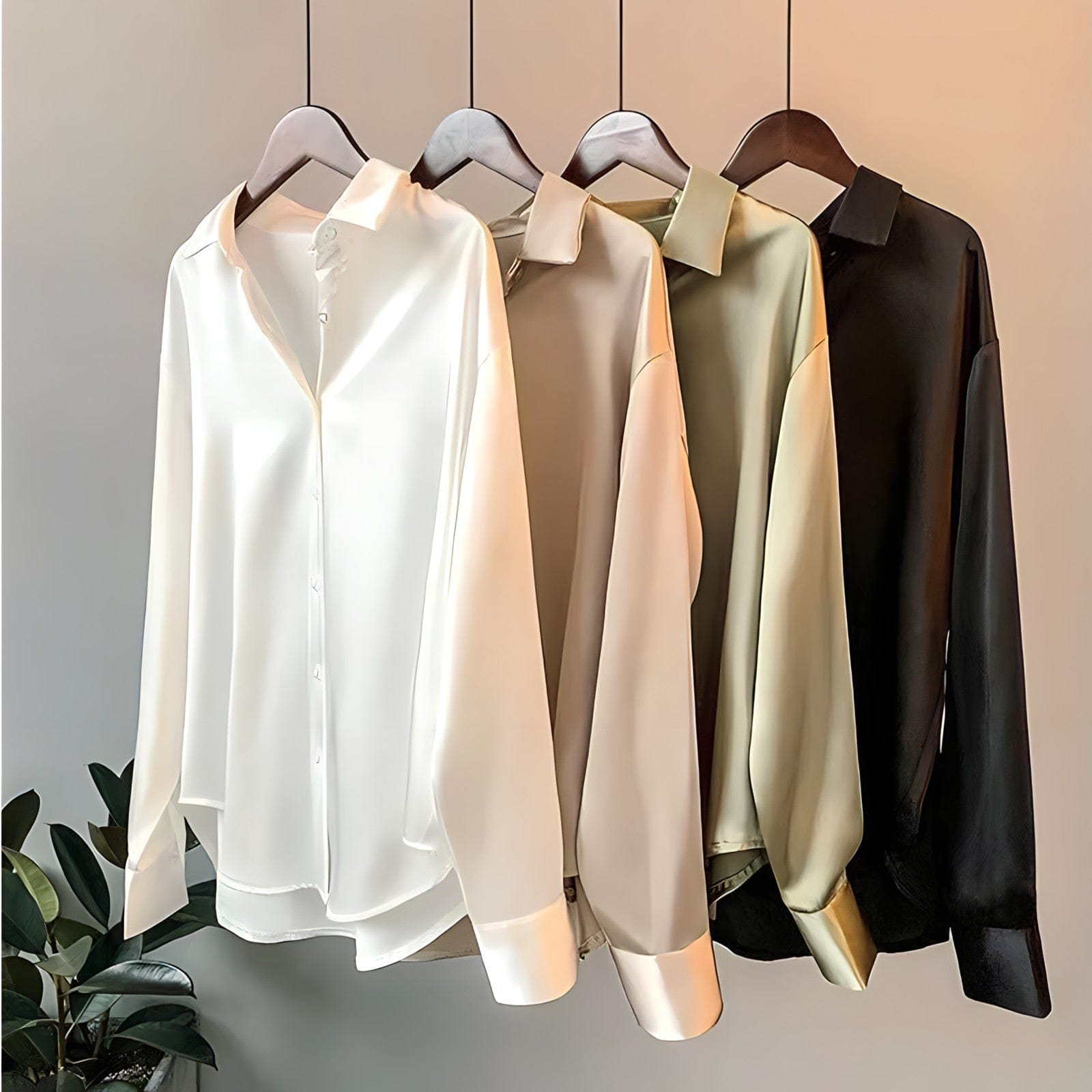 Amine | Chemise Femme Douce en Satin à Manches Longues