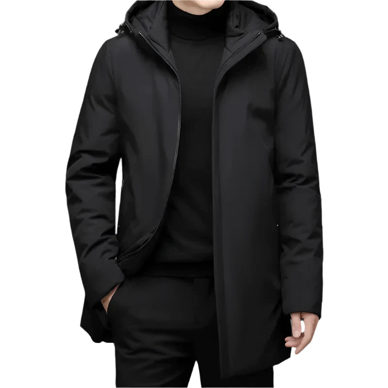 Phillipe | Veste classique noire avec capuche-Mens Coat-Noir-Barnier Boutique