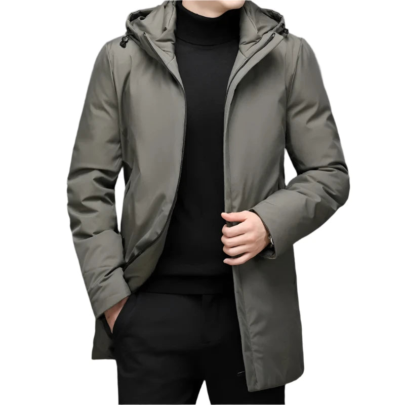 Phillipe | Veste classique noire avec capuche-Mens Coat-Barnier Boutique