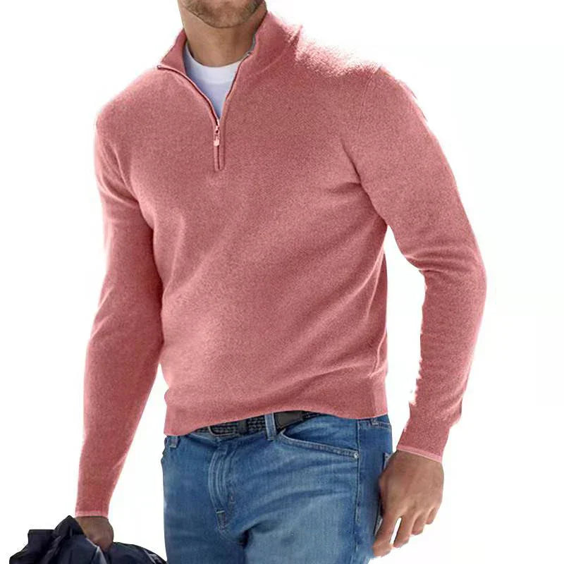 Gerald | Pull demi-fermé pour hommes-Mens Sweater-Rose-Barnier Boutique