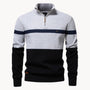 Florent | Pull Col Cheminée Zippé pour Hommes avec Motif Rayé-Mens Sweater-Gris-Barnier Boutique