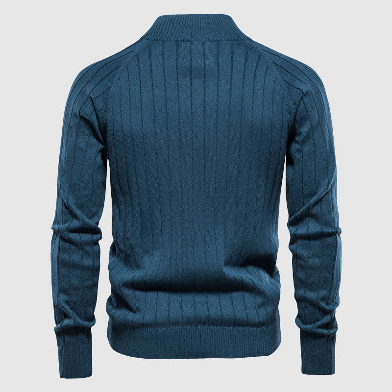 Bram | Pull Zippé en Maille avec Col Montant