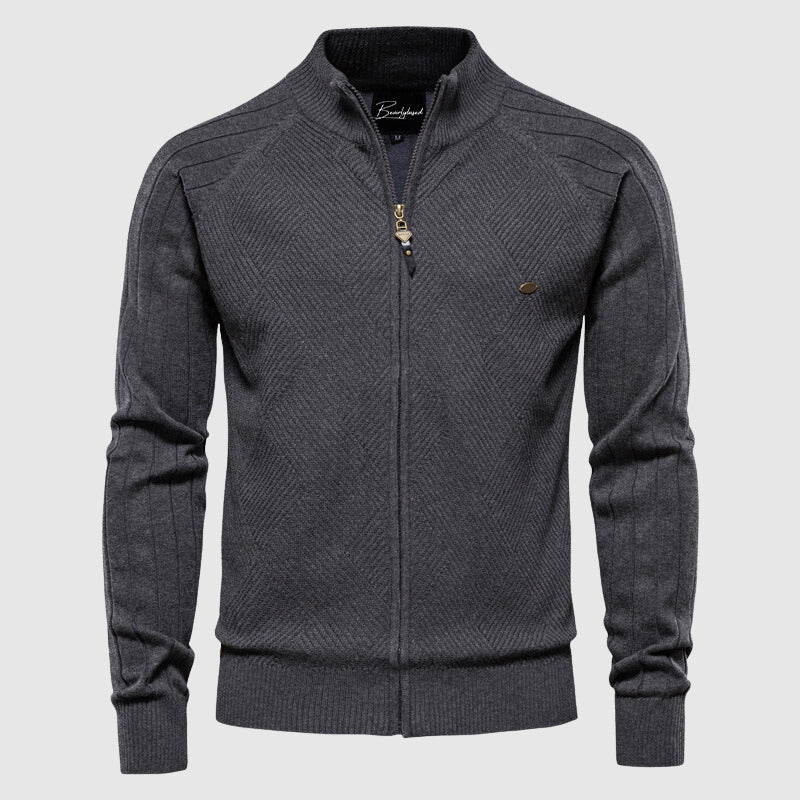 Bram | Pull Zippé en Maille avec Col Montant
