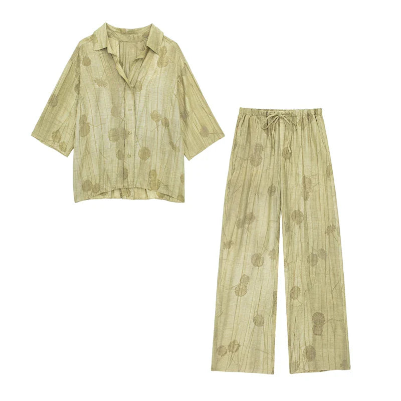 Sisi | Ensemble chemise et pantalon pour femme en jacquard imprimé