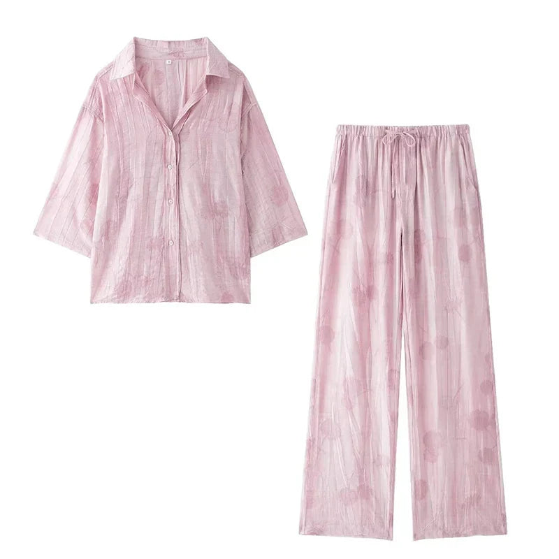 Sisi | Ensemble chemise et pantalon pour femme en jacquard imprimé