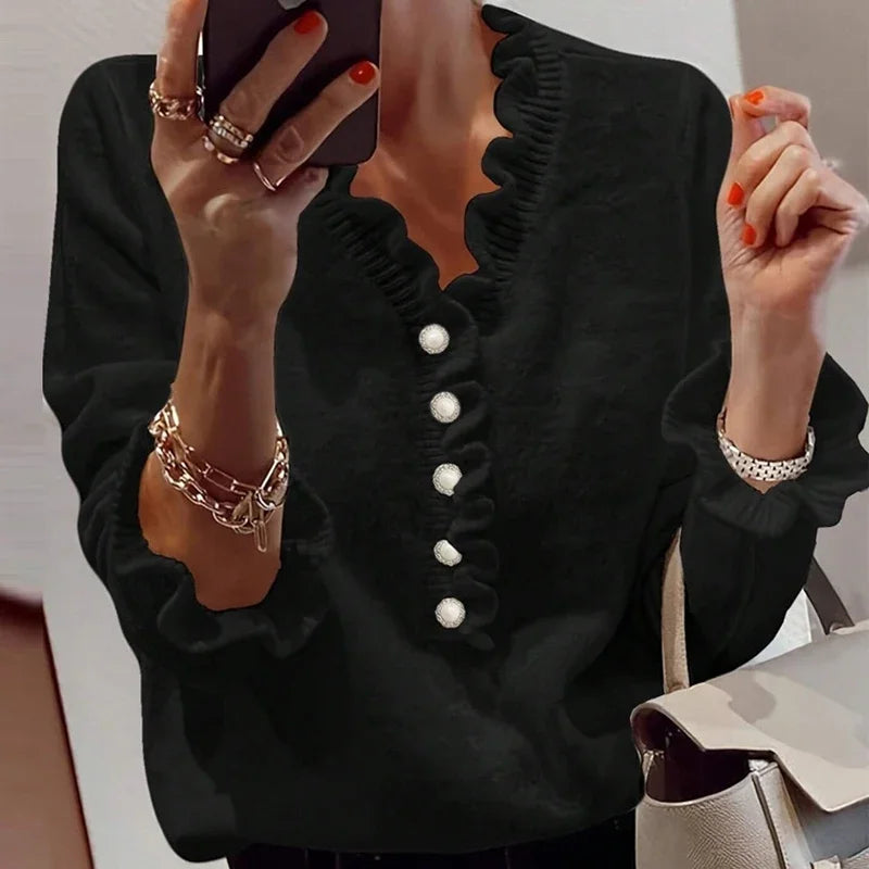 Curie | Pull Tricoté à Col V avec Boutons -  Lotus