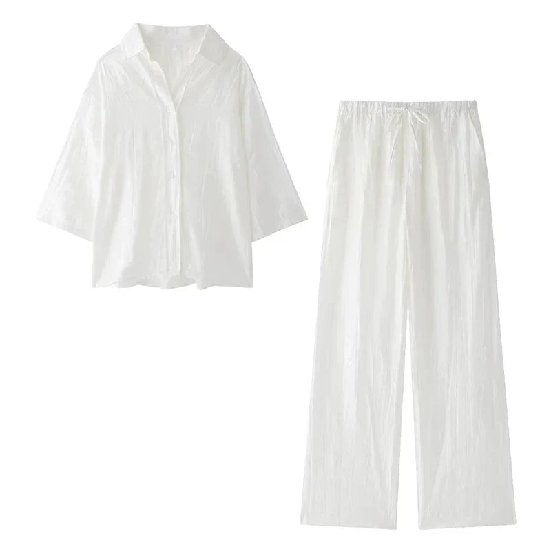 Sisi | Ensemble chemise et pantalon pour femme en jacquard imprimé