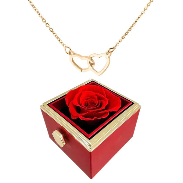 Rose| Boîte à roses avec collier parfaite pour la Saint-Valentin