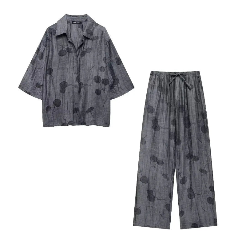 Sisi | Ensemble chemise et pantalon pour femme en jacquard imprimé