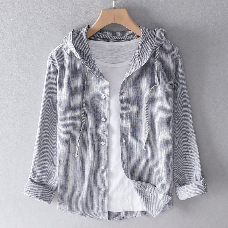Arlo | Gestreept katoenen shirt met capuchon