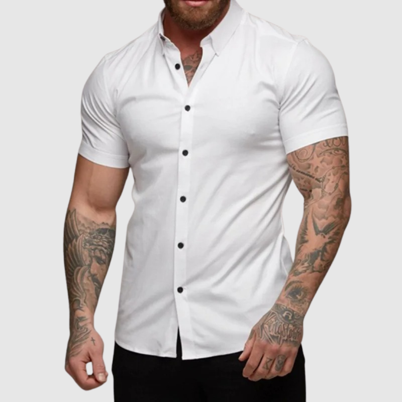 Carlos | Chemise Homme Manches Courtes Slim – Stretch Premium