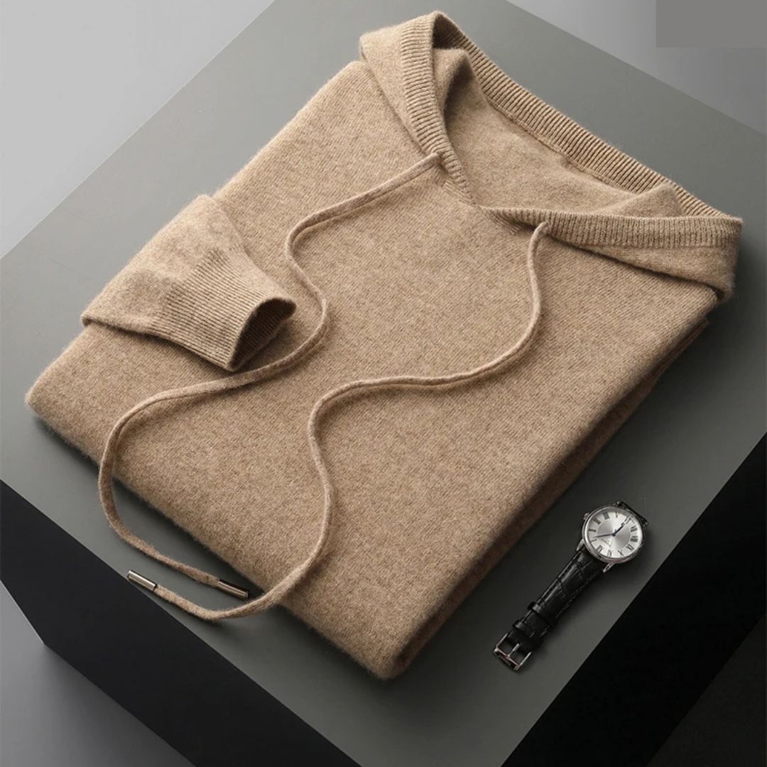 Isak | Beige Sweat à Capuche en Toucher Laine Mérinos