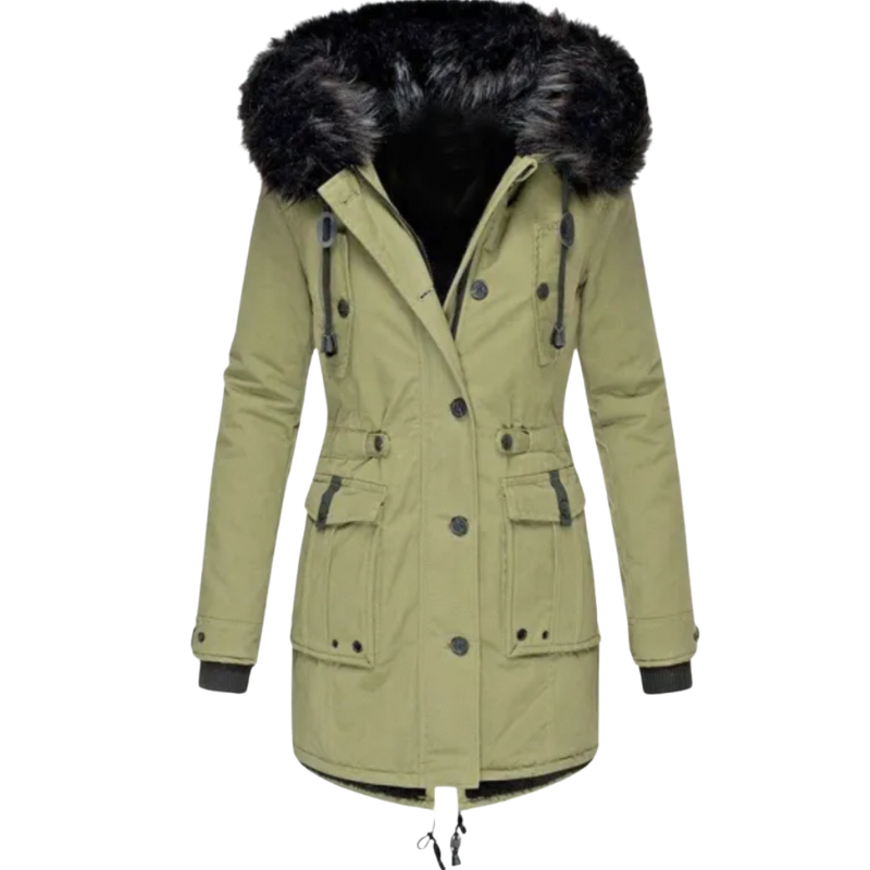 Zoé | Manteau d’Hiver Femme en Coton Doublé Polaire avec Capuche