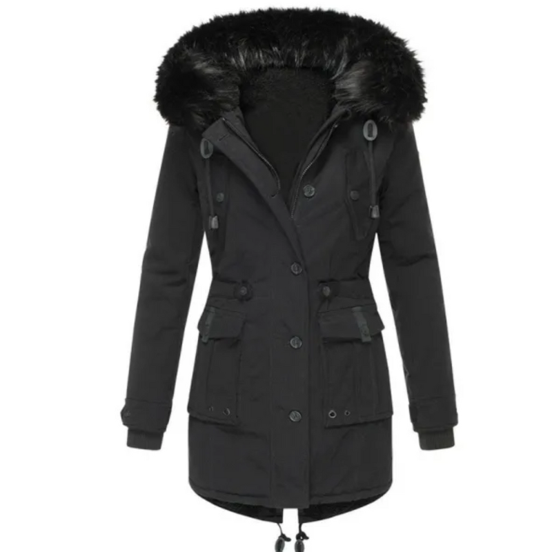 Zoé | Manteau d’Hiver Femme en Coton Doublé Polaire avec Capuche