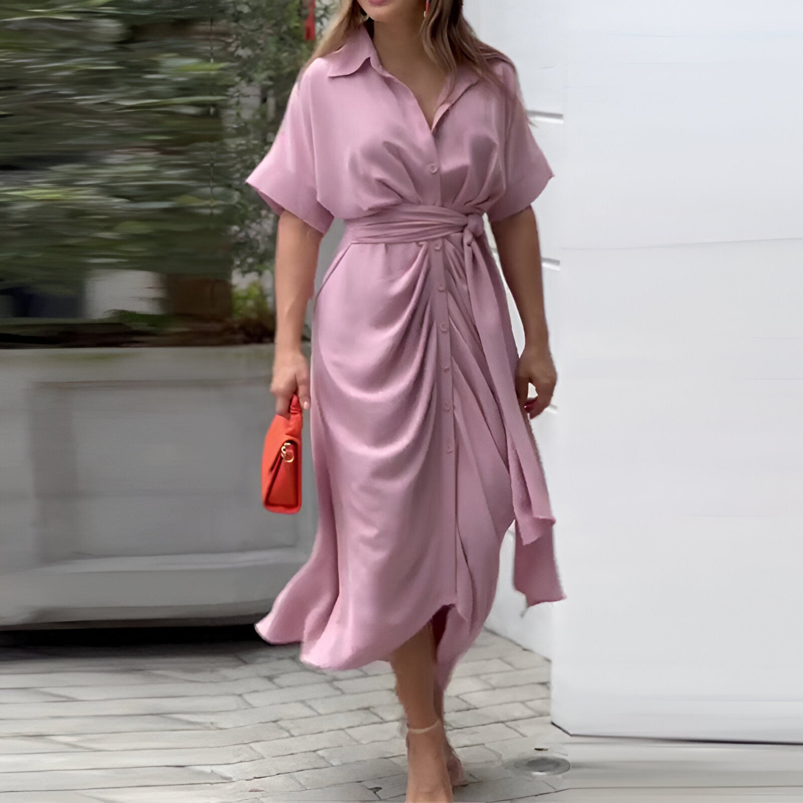 Adelaide | Robe midi avec ceinture à nouer