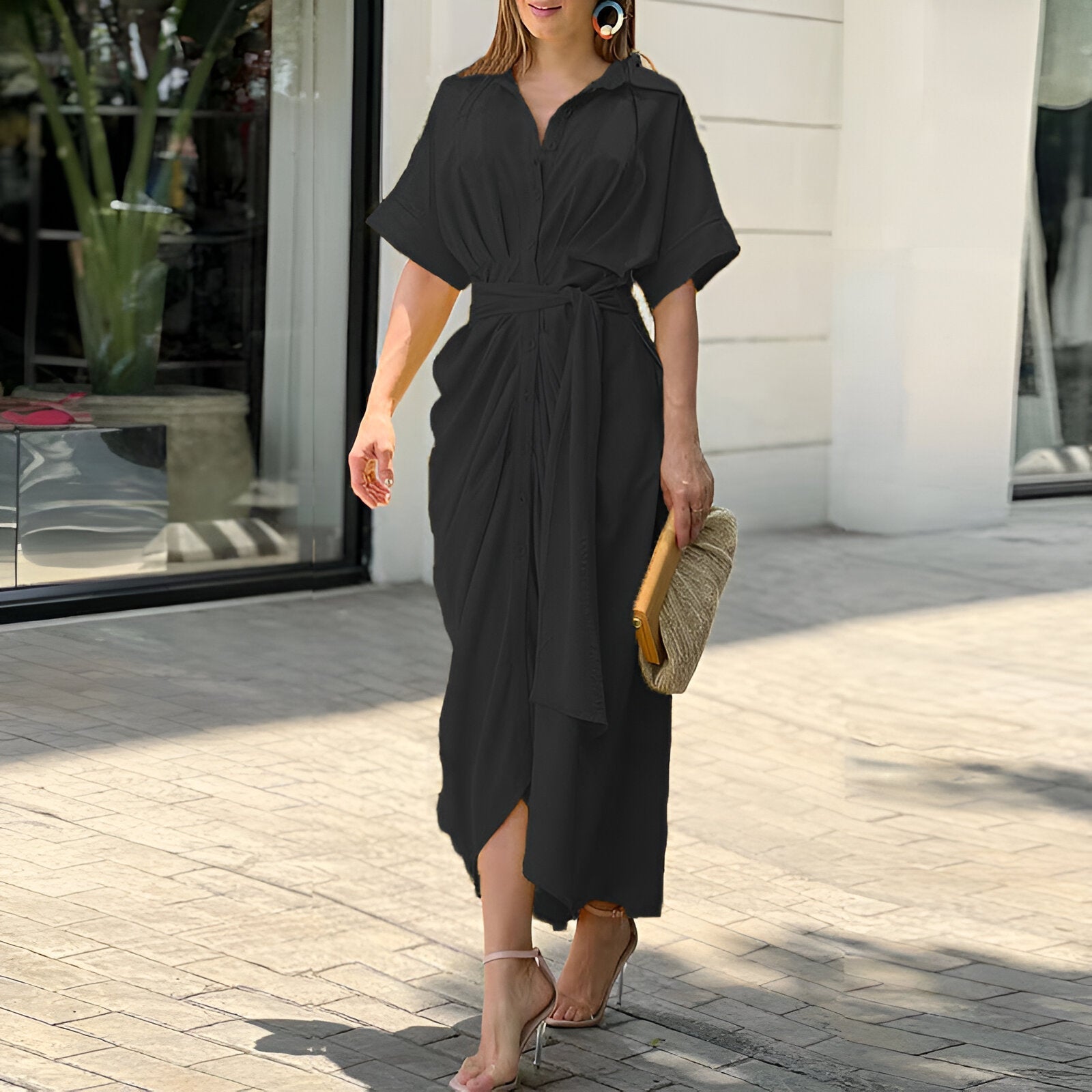 Adelaide | Robe midi avec ceinture à nouer