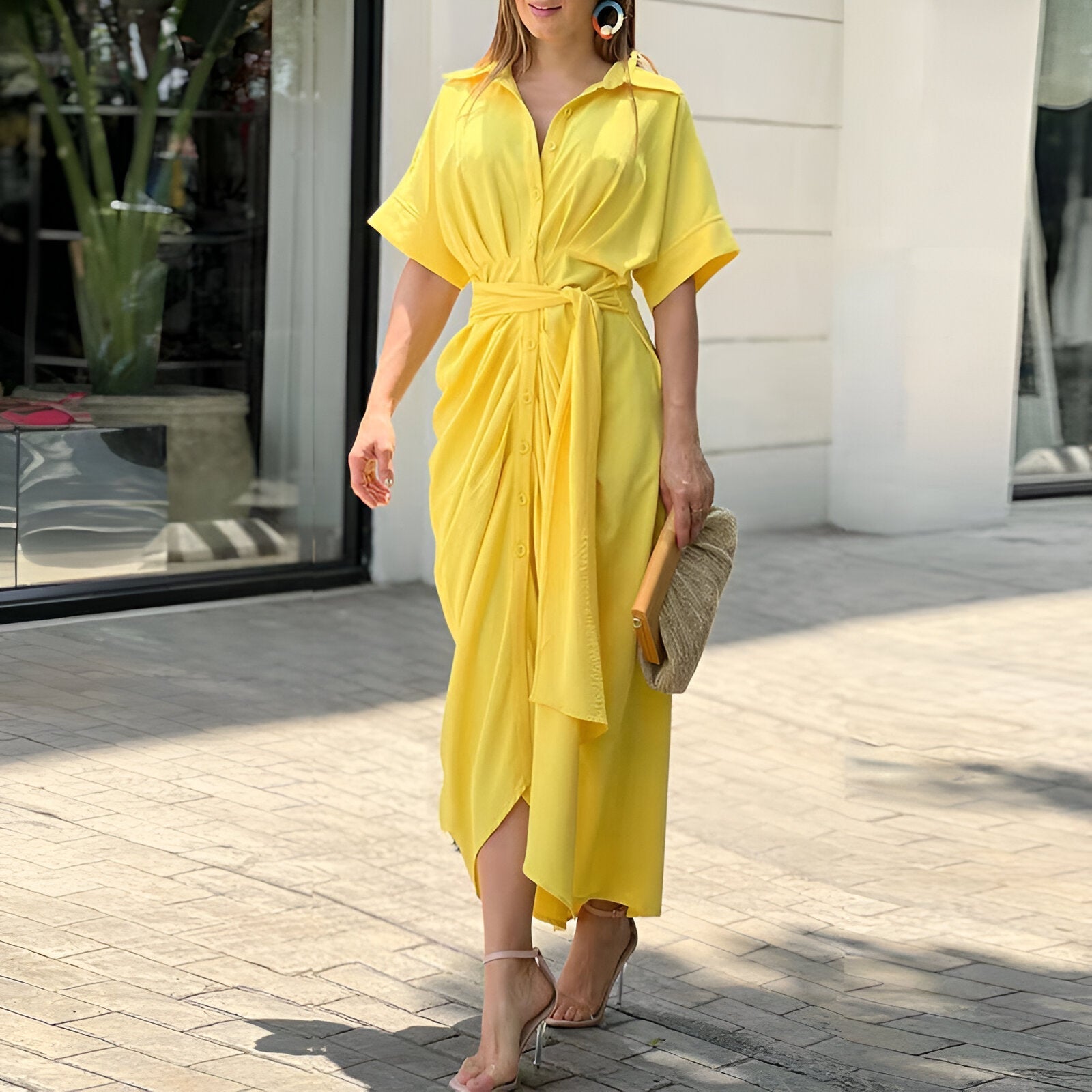 Adelaide | Robe midi avec ceinture à nouer